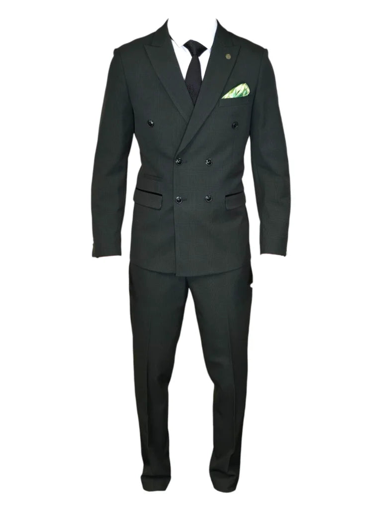 2-teiliger doppeltreihiger grüner Herrenanzug