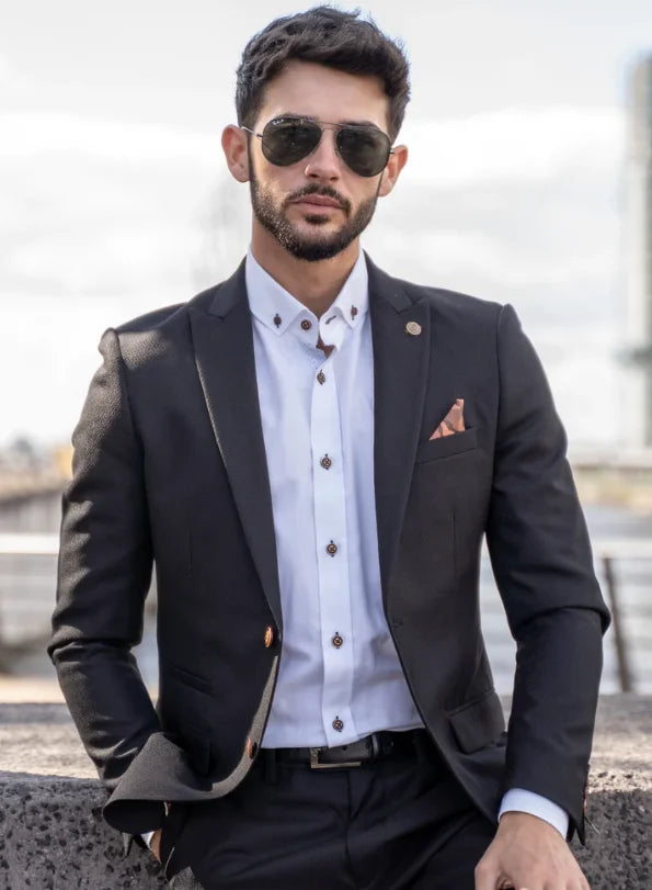 2 - teiliger schwarzer Anzug - Marc Darcy Max Black 2pc