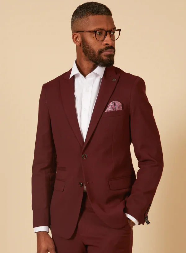 2 - teiliger Weinroter Herrenanzug - Marc Darcy Max Wine