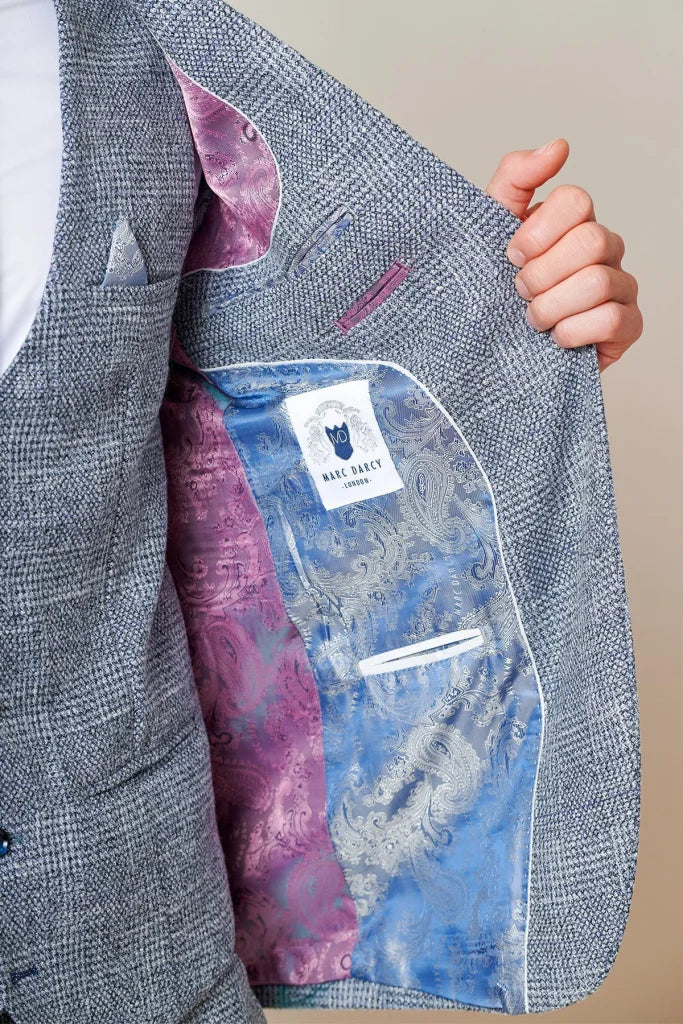 3-teiliges Tweed-Anzug – Marc Darcy Kris Sky Blue