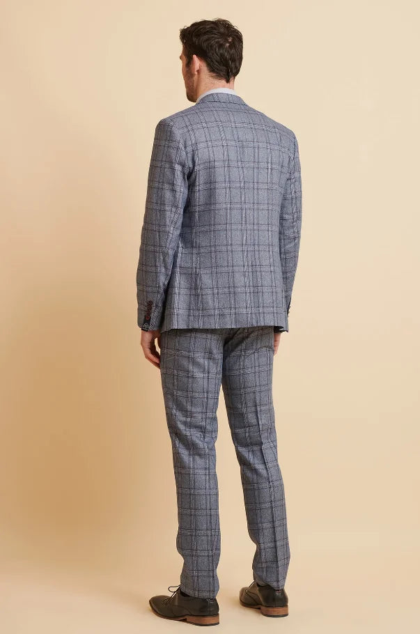 Blaues kariertes Anzug - Abbott Blue Tweed Check