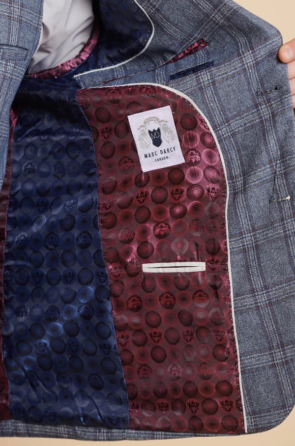 Blaues kariertes Anzug - Abbott Blue Tweed Check