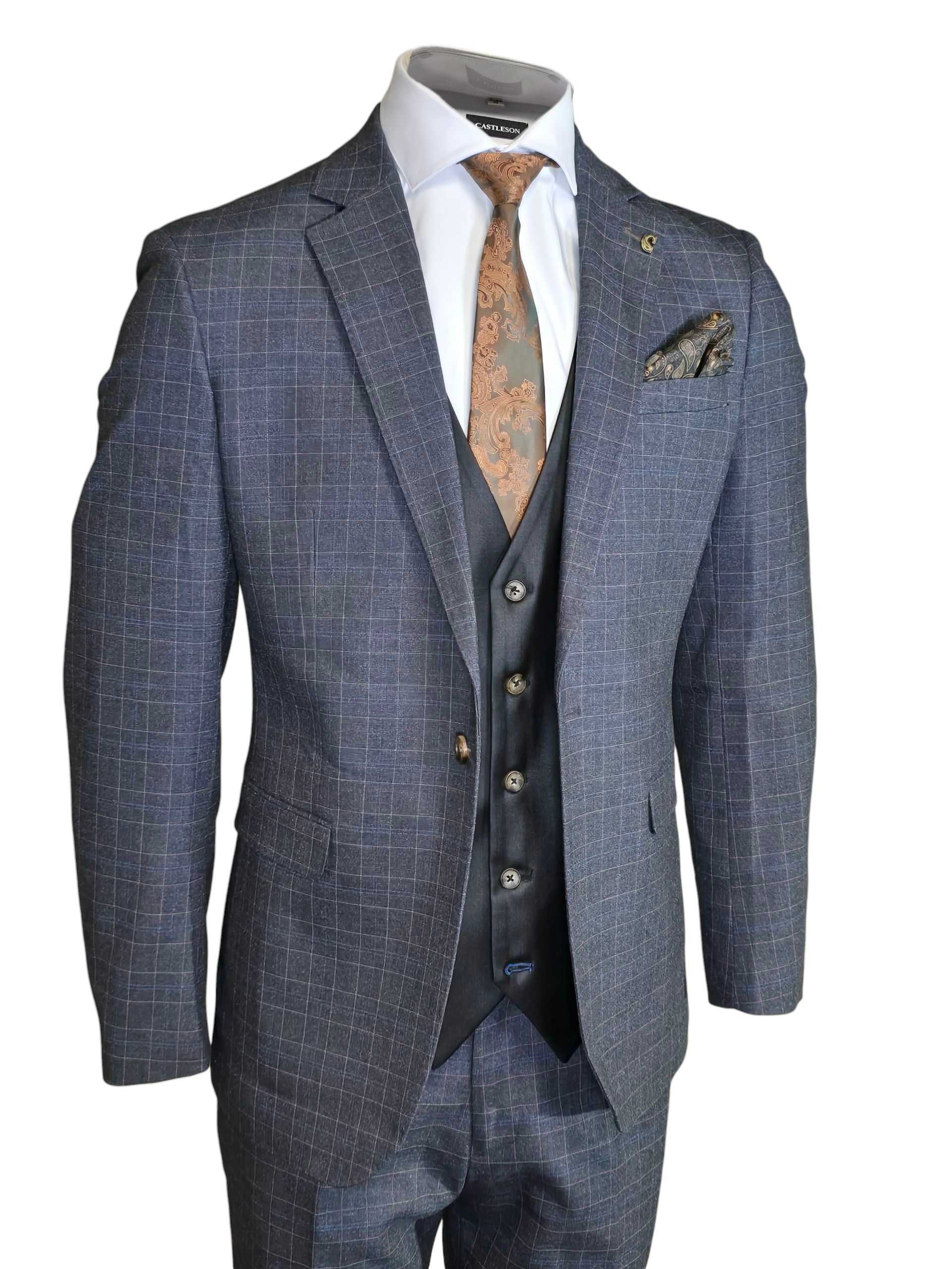 CASTLESON Phantom – Dreiteiliger Herrenanzug Grau Mix &