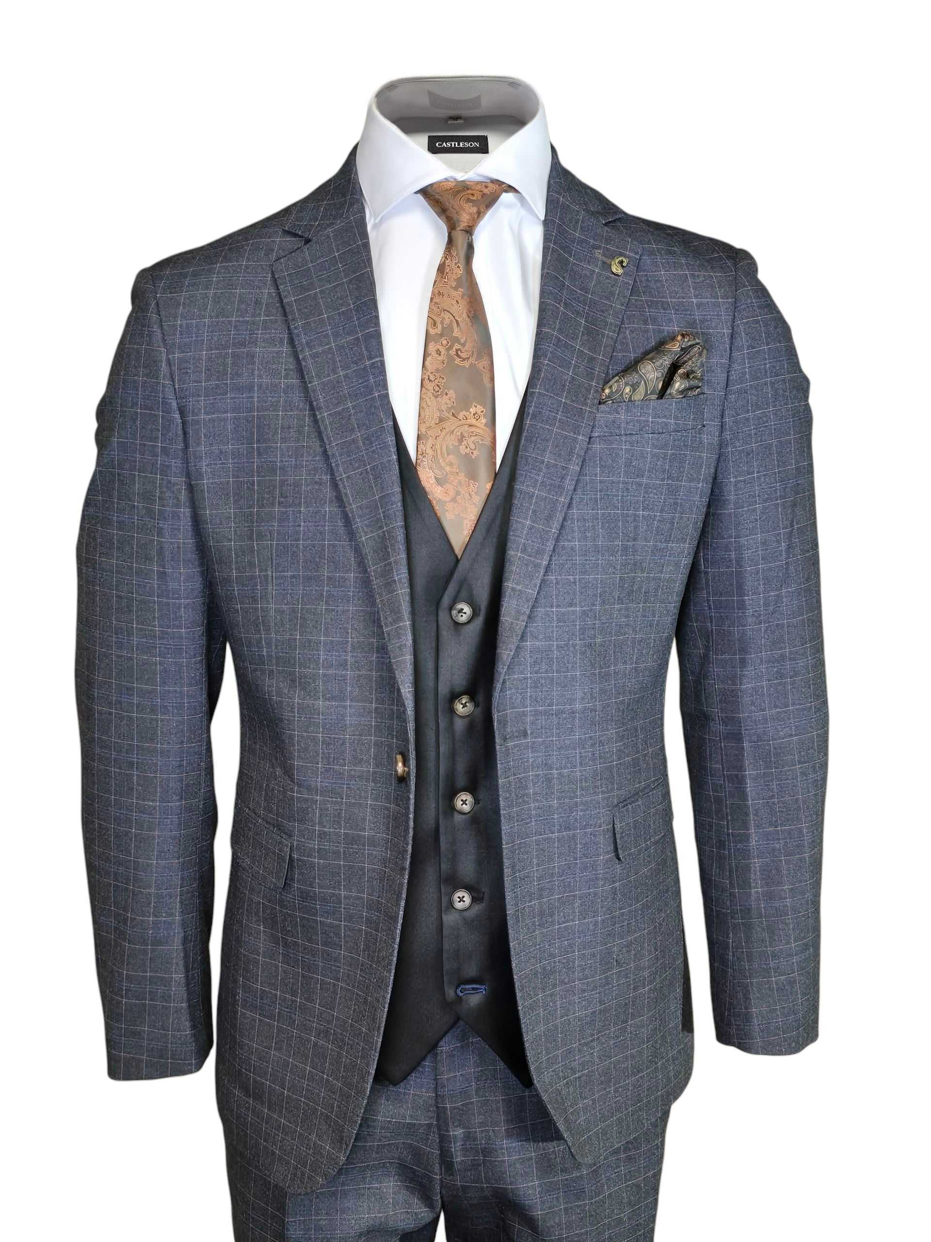 CASTLESON Phantom – Dreiteiliger Herrenanzug Grau Mix &