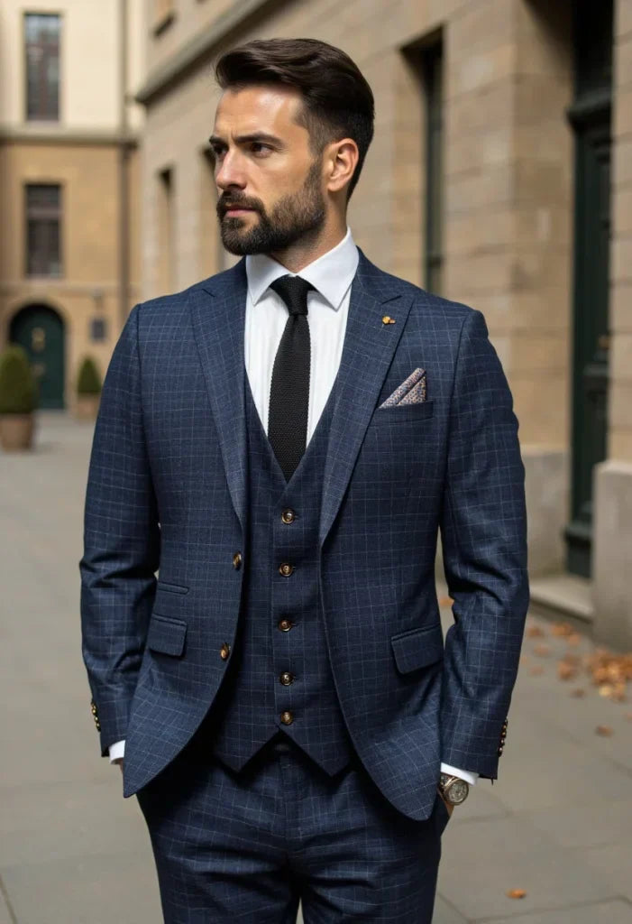 CASTLESON Phantom – Dreiteiliger Herrenanzug Navy