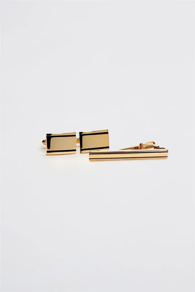 Cavani Manschettenknöpfe - Gestreift Gold - manschetknopen