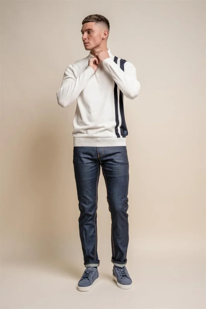 Diablo Ecru - Pullover für Herren mit Reißverschluss