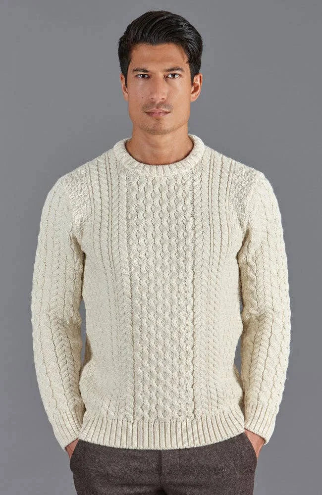 Fisherman’s Britische Woll-Kabelpullover für Herren - XS