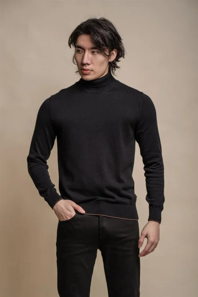 Karris Rollkragenpullover für Herren in Black - Cavani