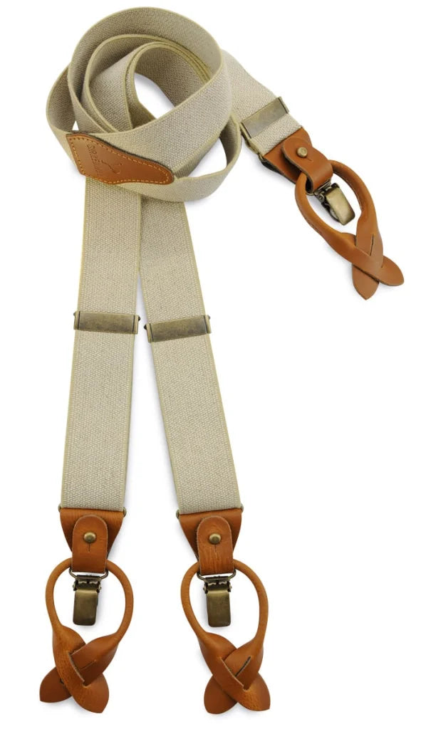Klassische Hosenträger Essential Ecru mit braunen