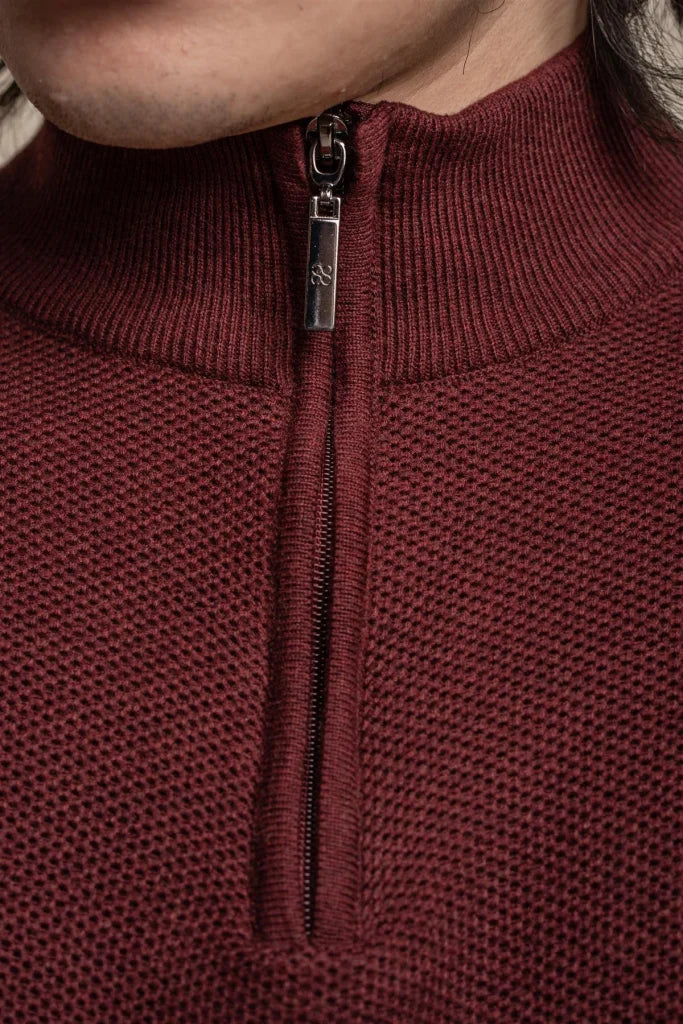 Kyle Wine Red - Pullover für Herren mit Reißverschluss