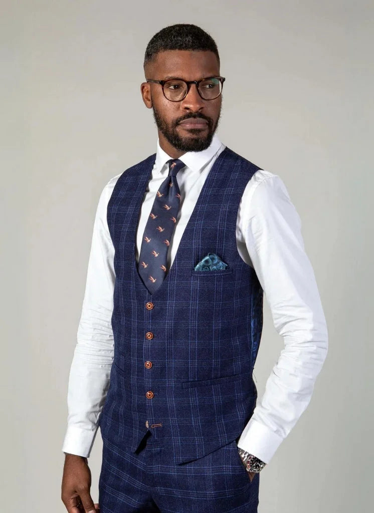 Marc Darcy - Weste Blau Chigwell Tweed
