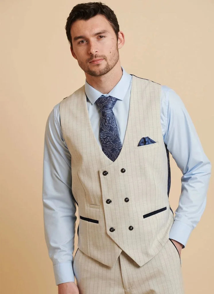 Marc Darcy - Weste Grant Stone Pinstripe