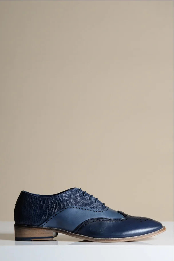 Marineblaue Lederschuhe Marc Darcy Ryan - Wingtip Brogue