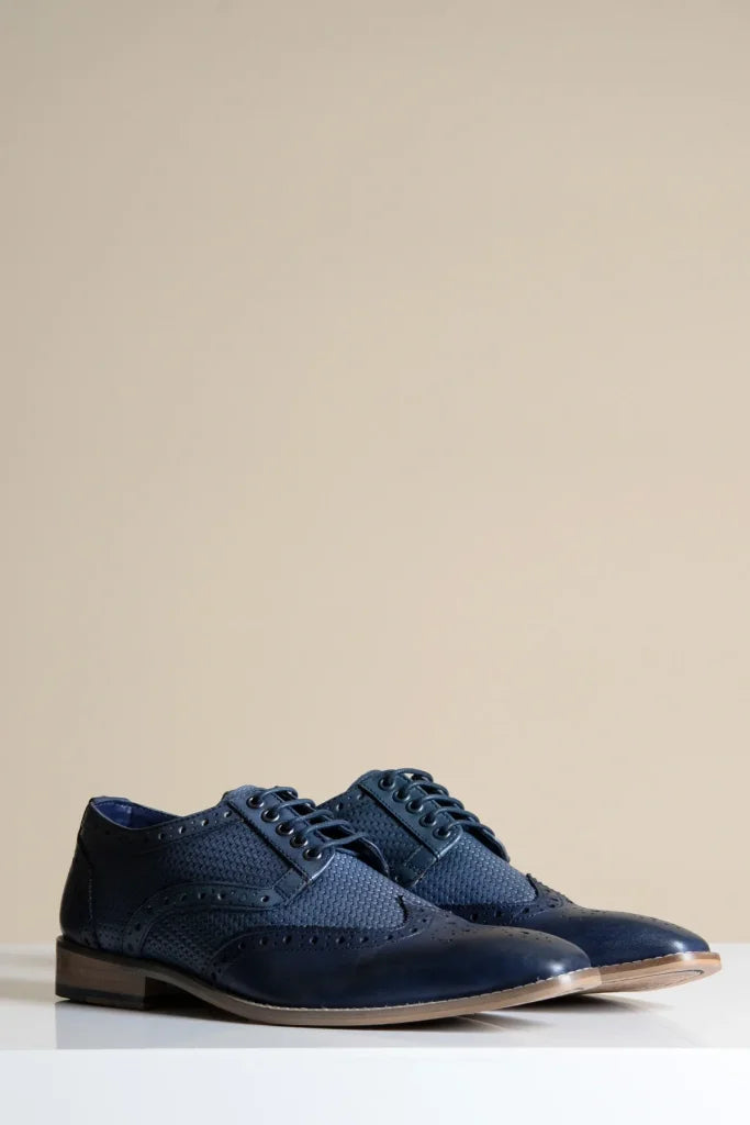 Navy Lederschuhe Marc Darcy Brandon - Wingtip Brogue