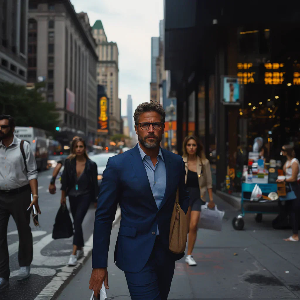 Was strahlst du mit einem blauen Anzug aus?