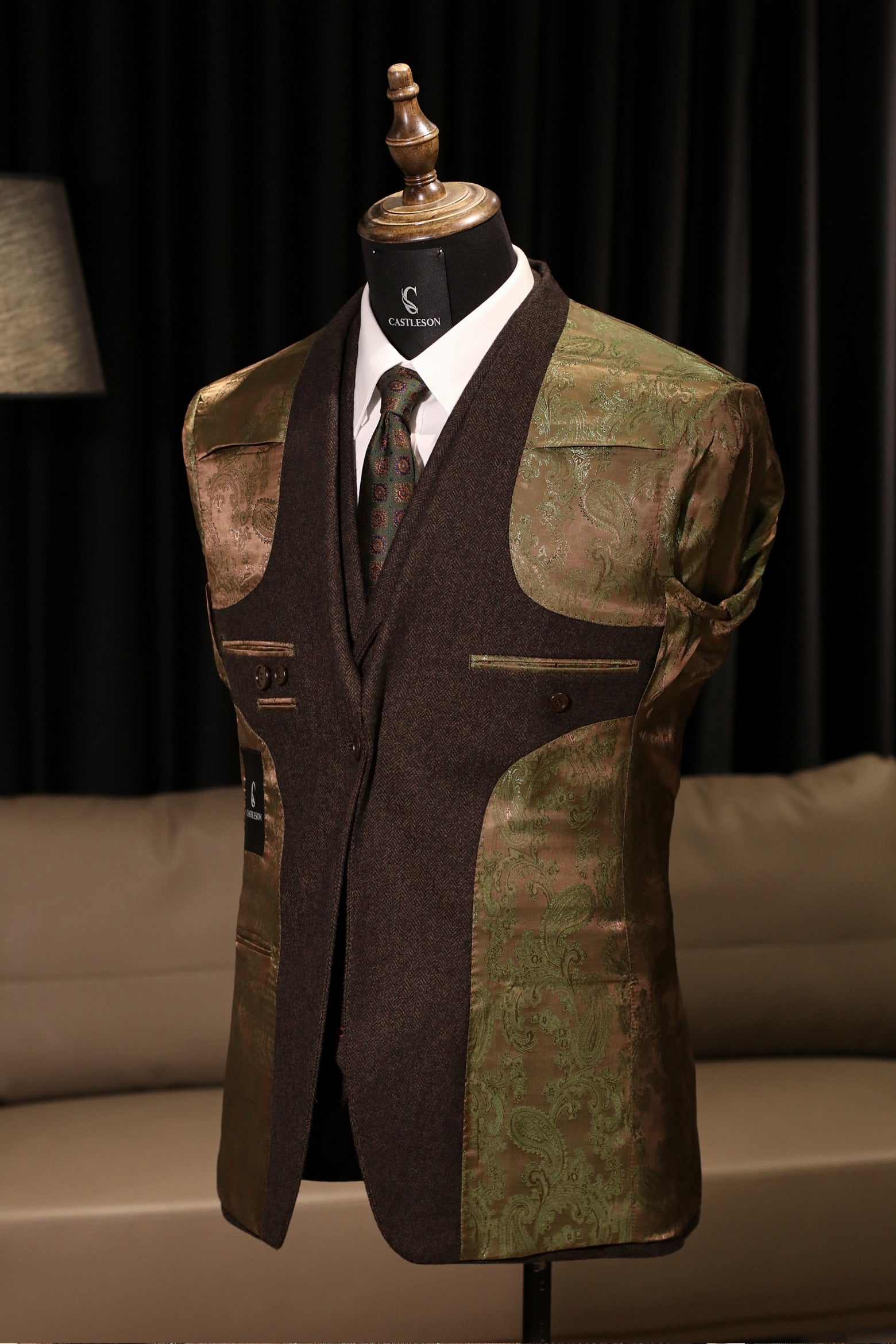 CASTLESON Chief Brown – Driedelig pak donkerbruin tweed 9