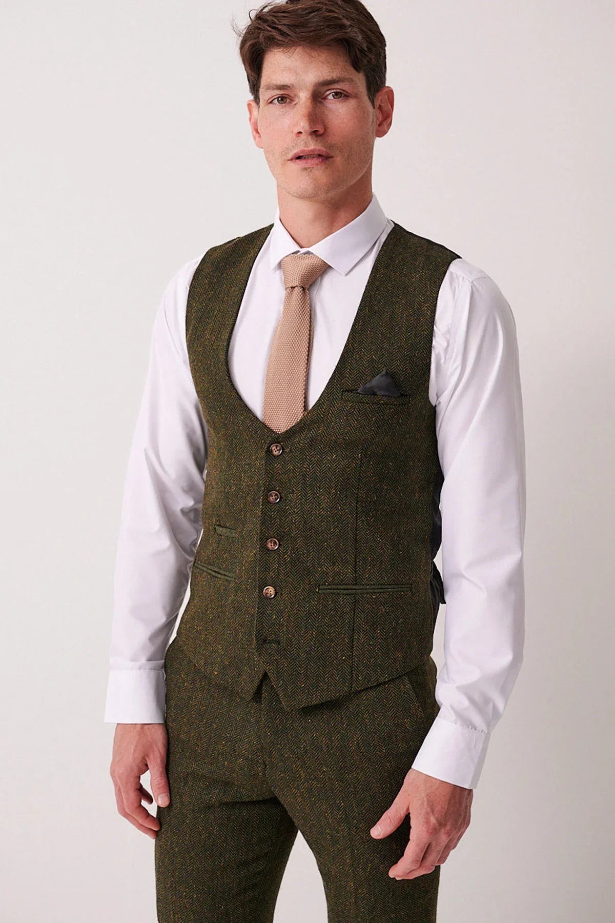 Marc Darcy - Weste Dean Olive Tweed