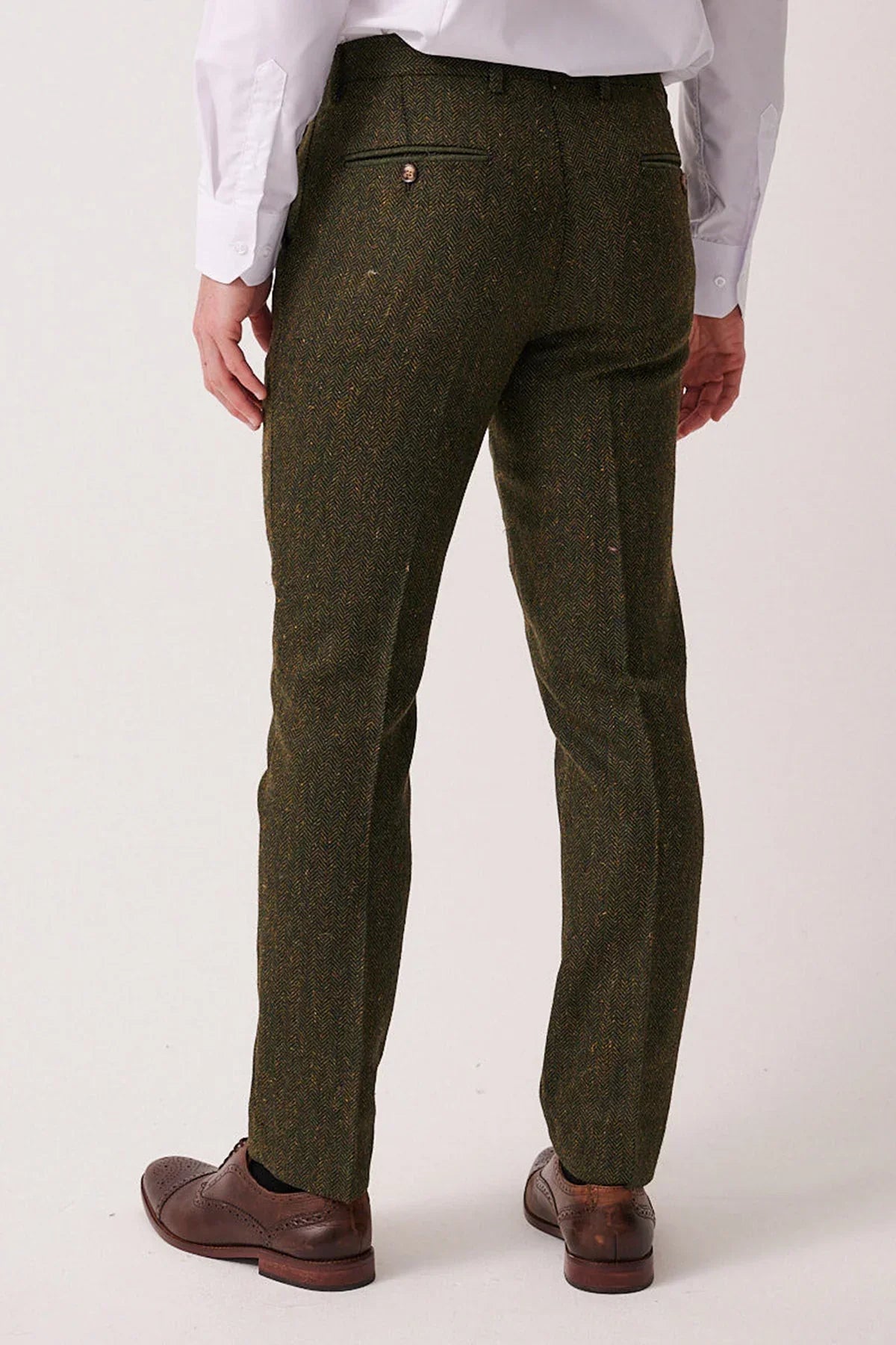 3-teiliger Herrenanzug Tweed Dean Olive – Marc Darcy
