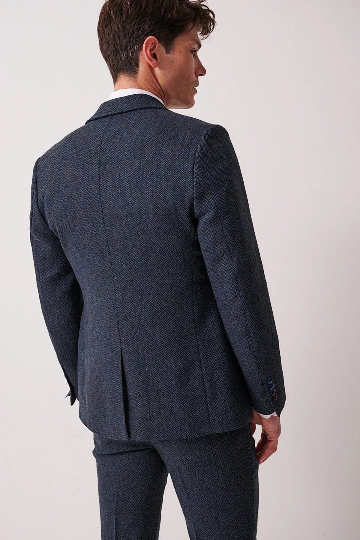 3-Teilig Herren Anzug Tweed Dean Blue - Marc Darcy