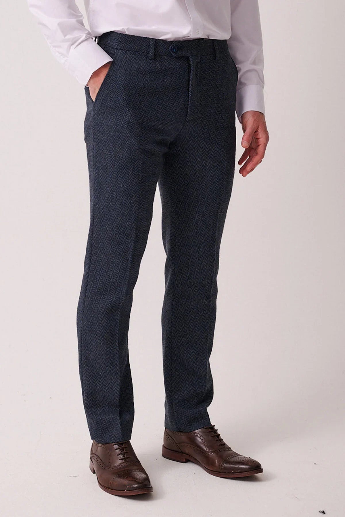 3-Teilig Herren Anzug Tweed Dean Blue - Marc Darcy