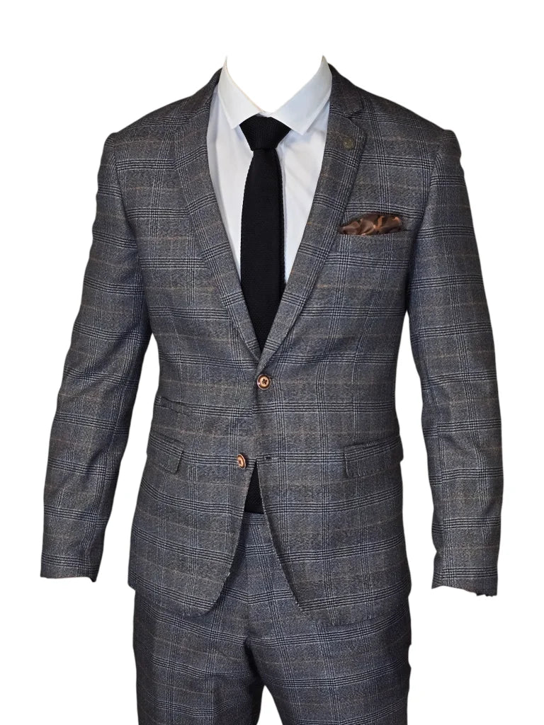 2-teiliger Anzug - kariertes Herrenanzug - Jenson Grey 2pc