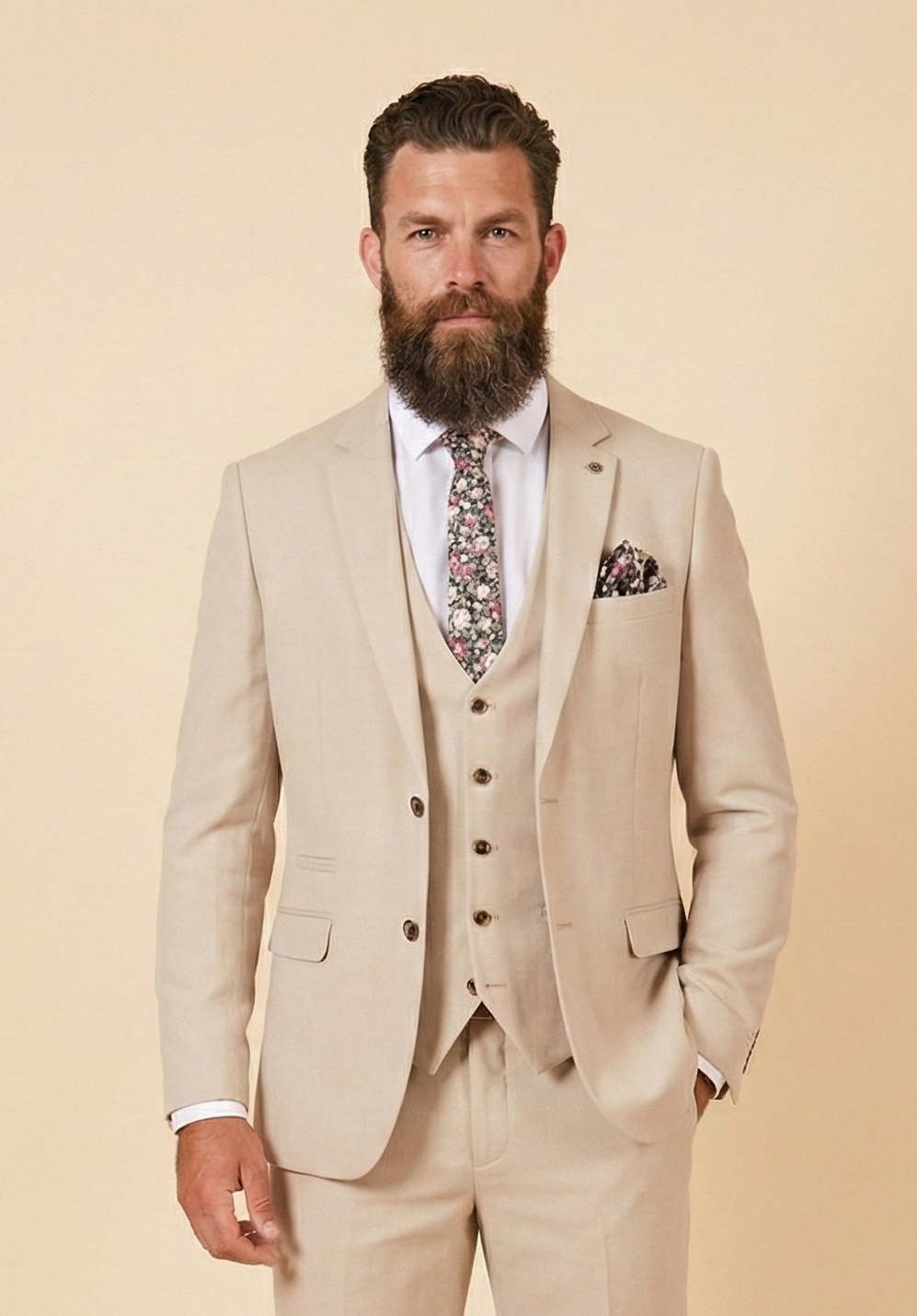 3-teiliger Anzug - Herrenanzug in Steinoptik - Marc Darcy