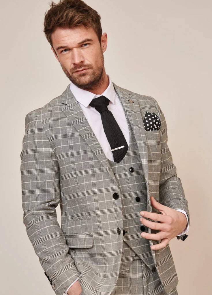 3 - teiliger karierte Herrenanzug - Ross Grey Check