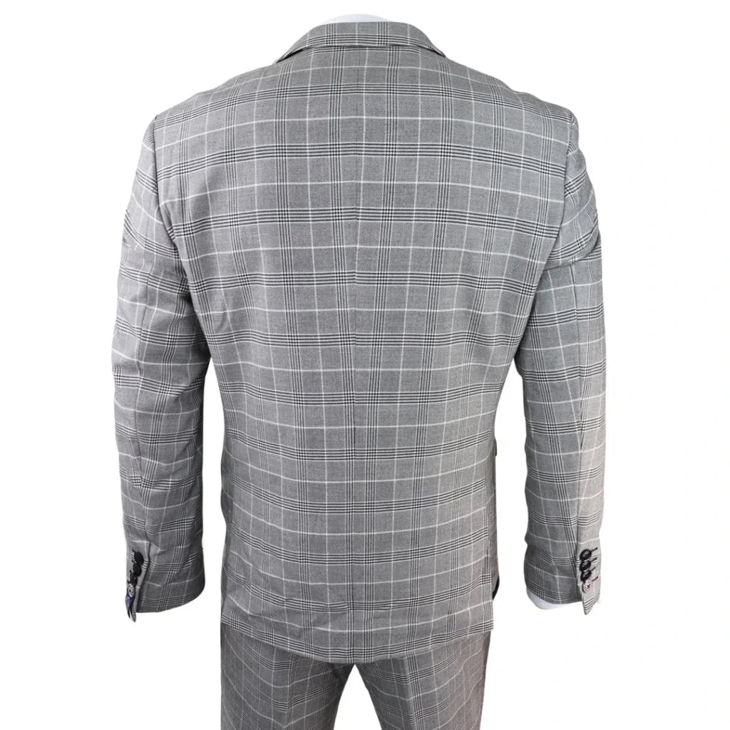 3 - teiliger karierte Herrenanzug - Ross Grey Check