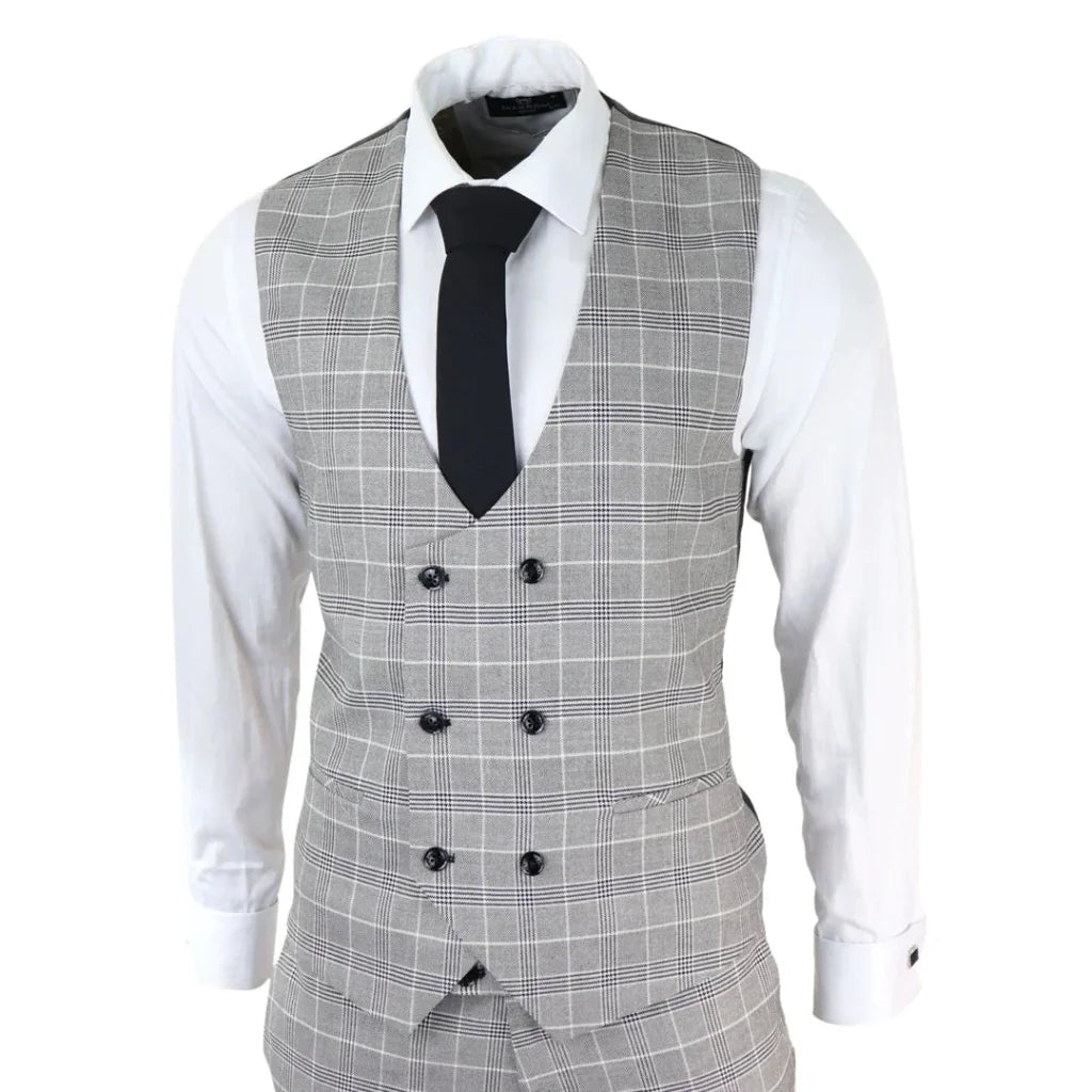 3 - teiliger karierte Herrenanzug - Ross Grey Check
