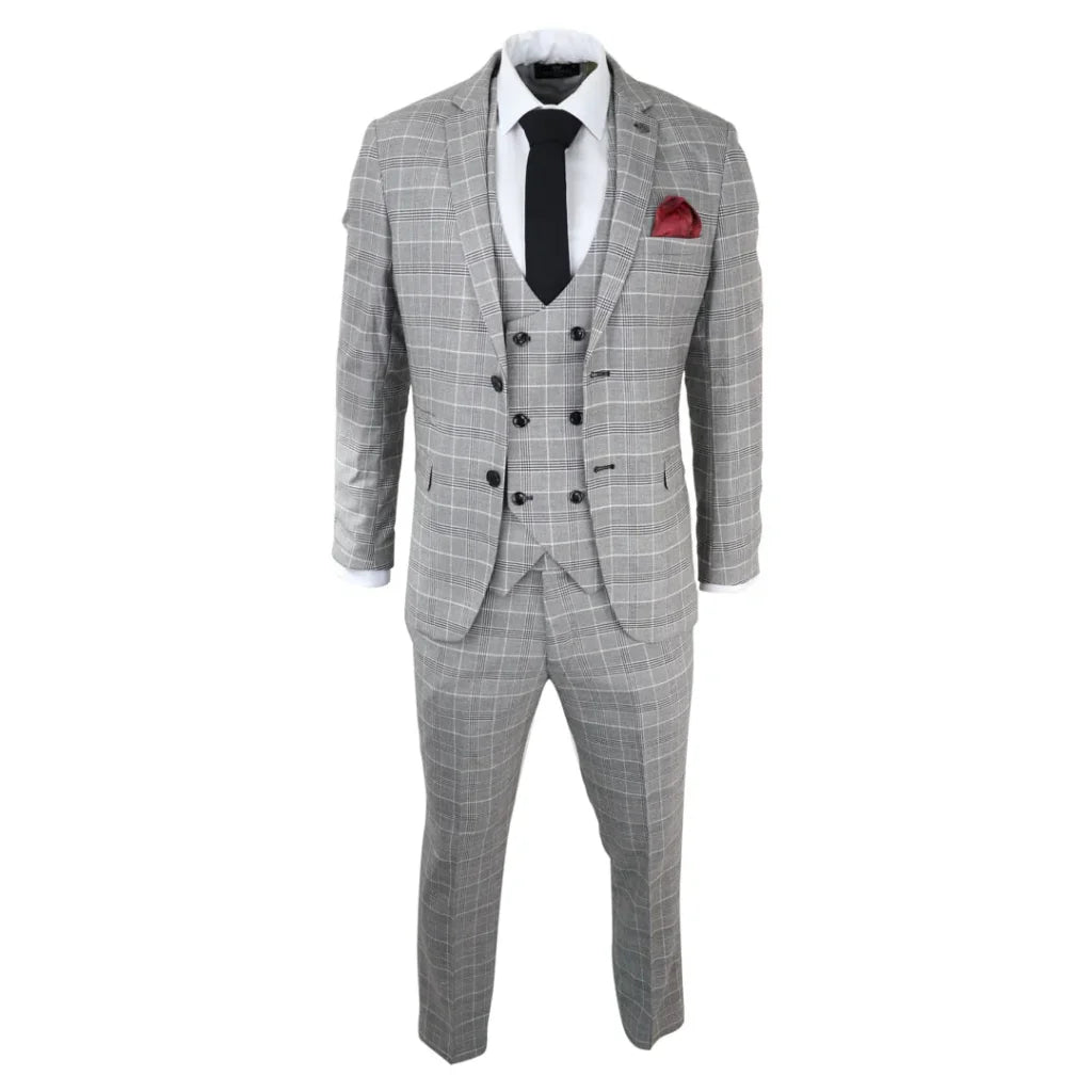 3 - teiliger karierte Herrenanzug - Ross Grey Check