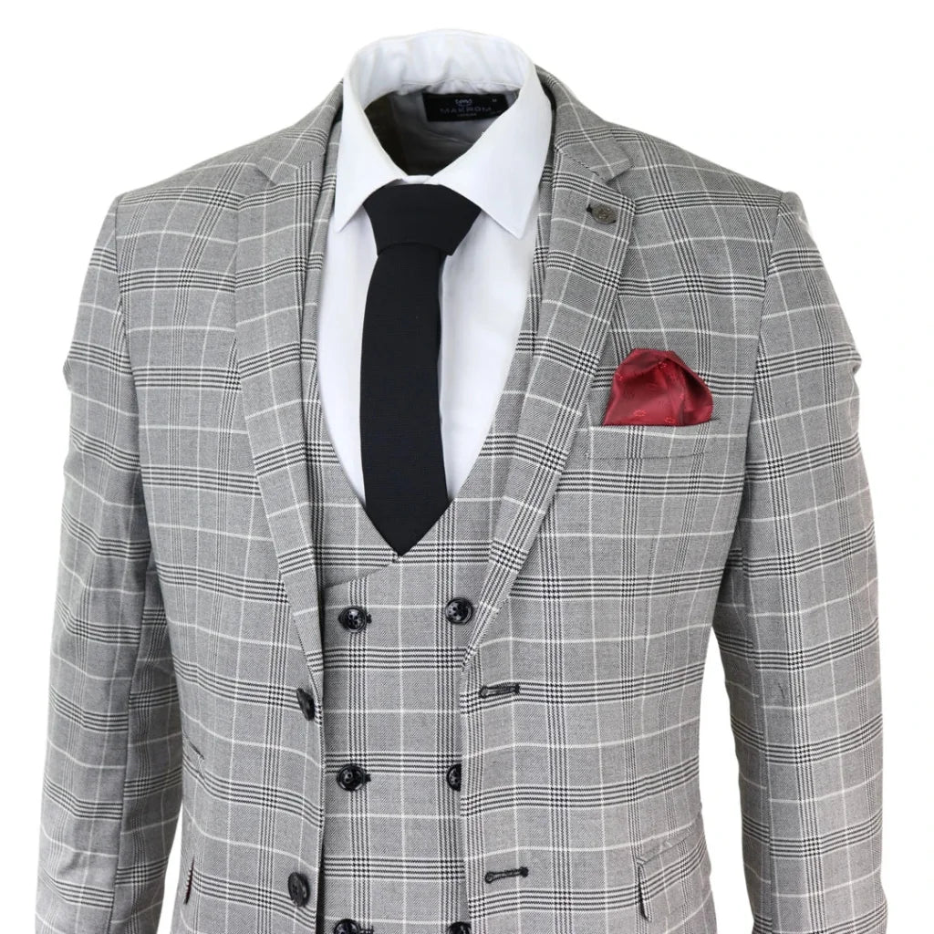 3 - teiliger karierte Herrenanzug - Ross Grey Check