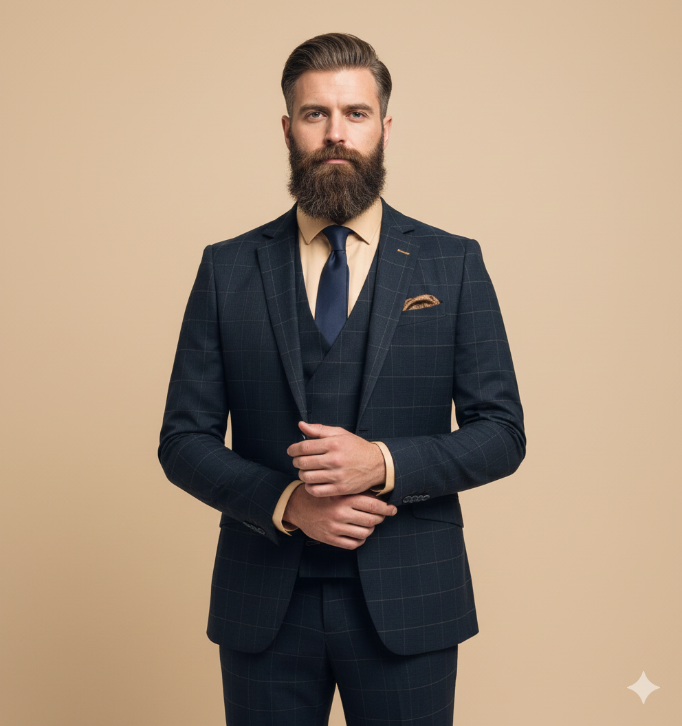 3-teiliges Kostüm - Cavani Torino Navy | Doppelreihige