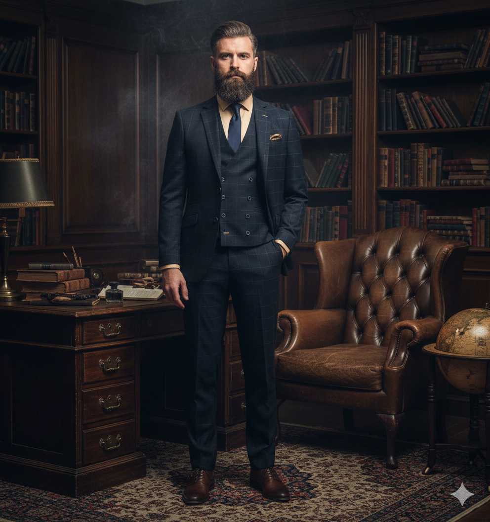 3-teiliges Kostüm - Cavani Torino Navy | Doppelreihige