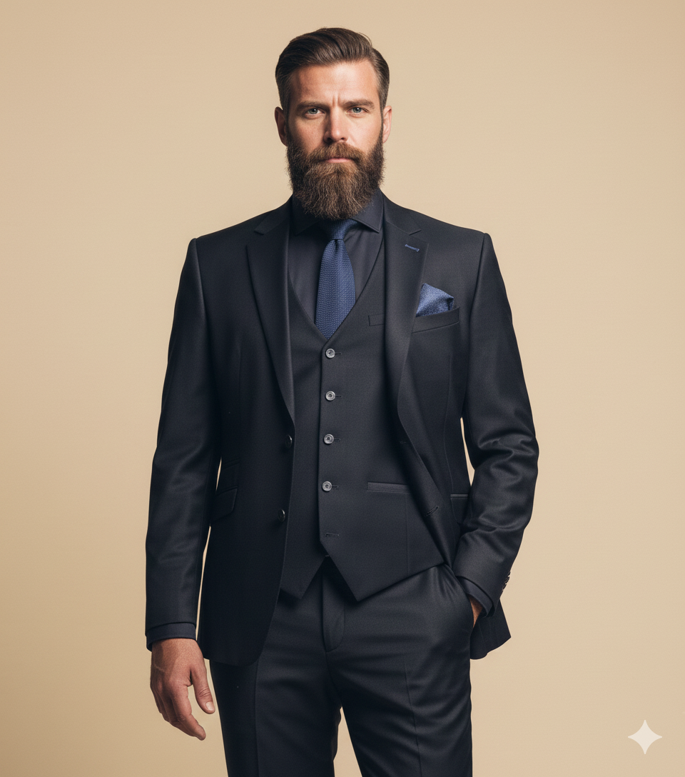 3-teiliges Navy Herrenanzug – Cavani Bond Midnight Navy