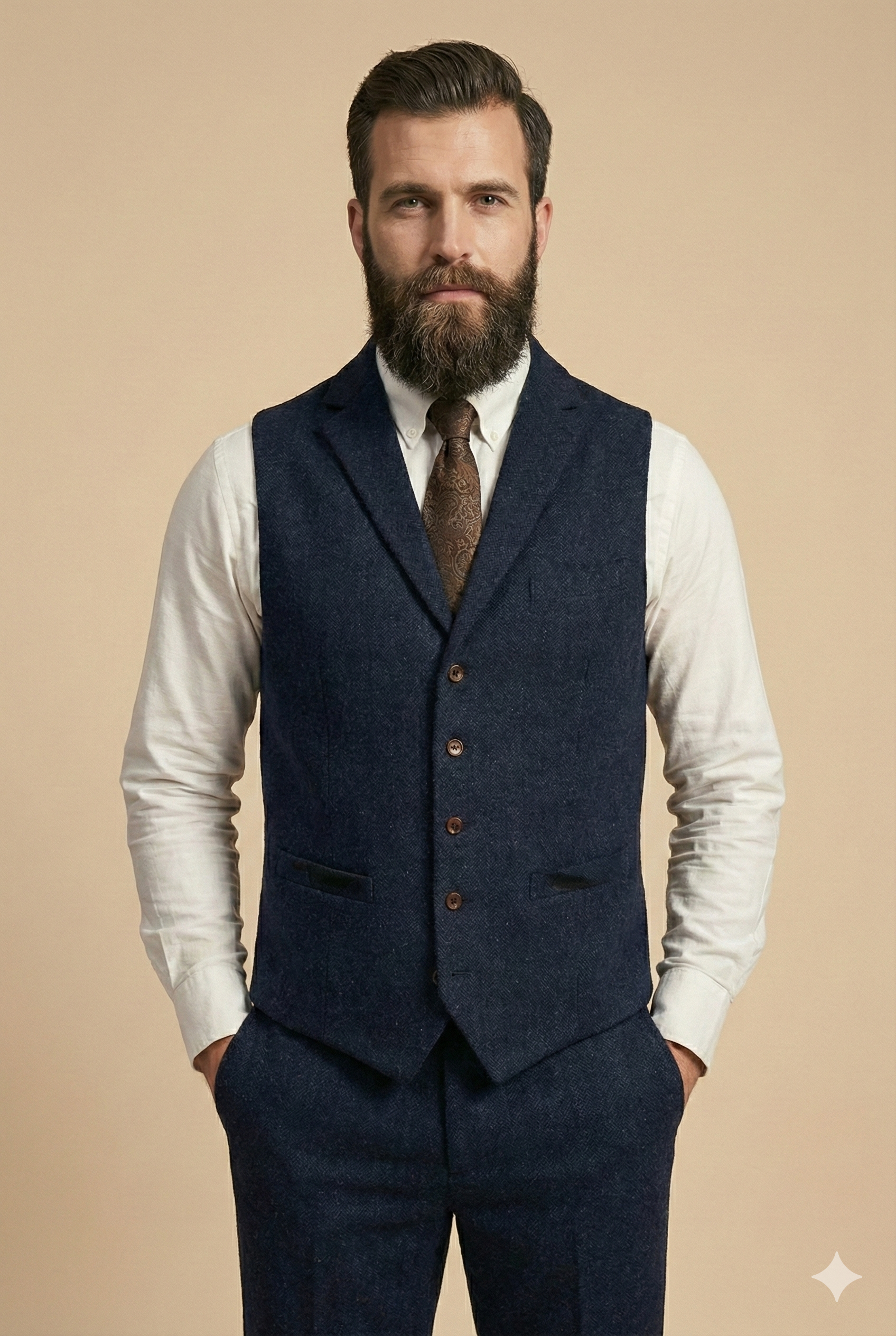 CASTLESON - Weste Chief Navy Tweed