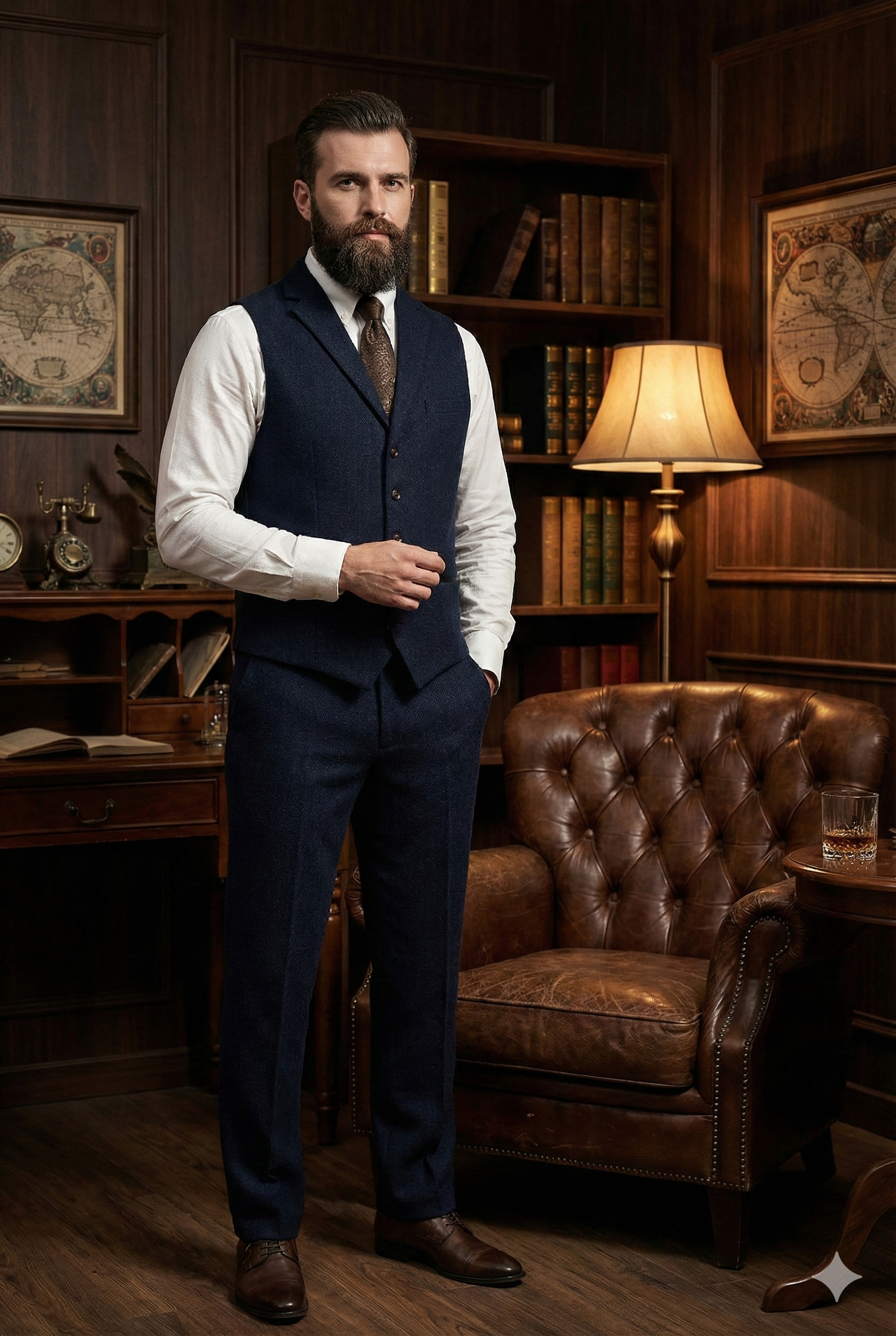 CASTLESON - Weste Chief Navy Tweed