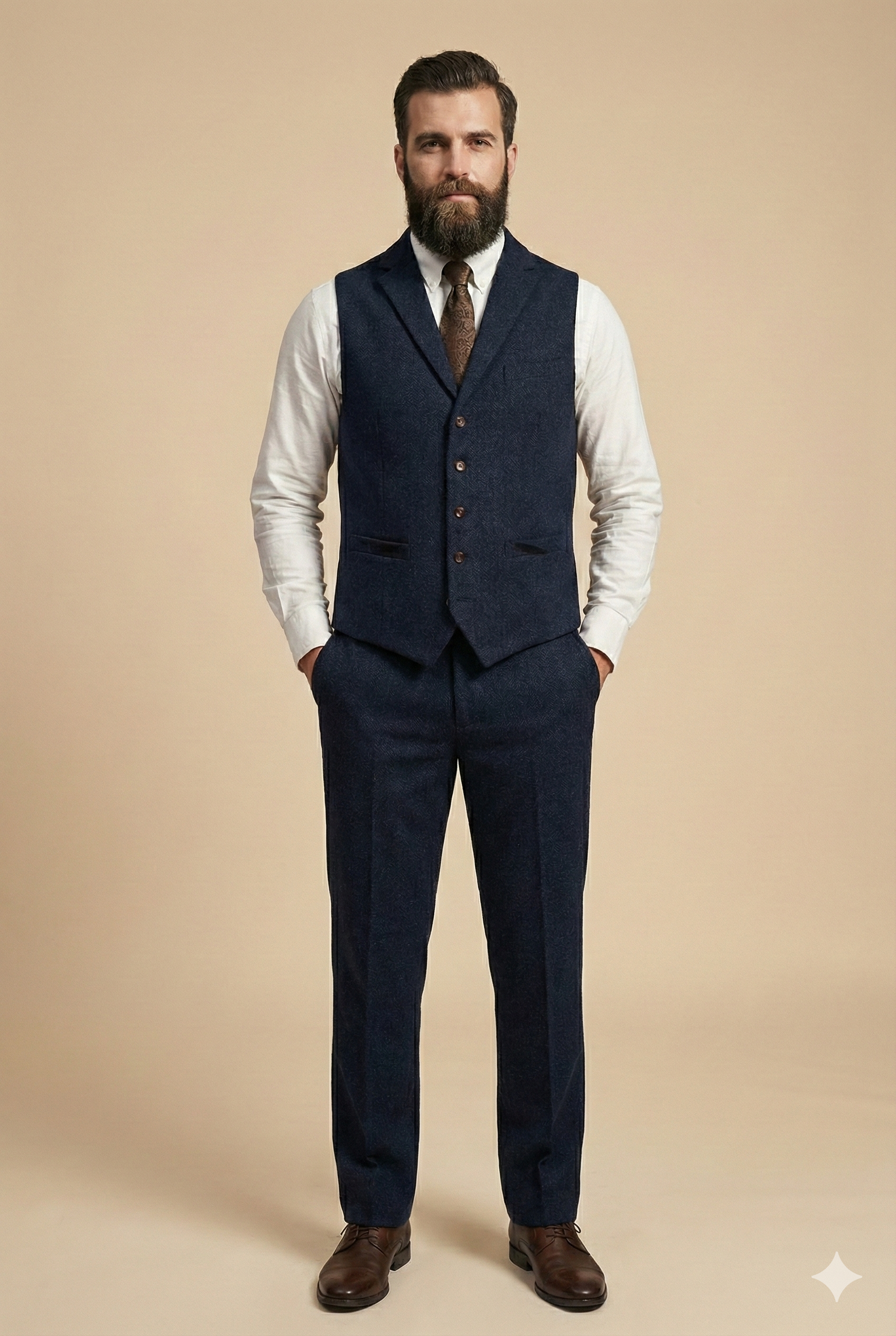 CASTLESON - Weste Chief Navy Tweed