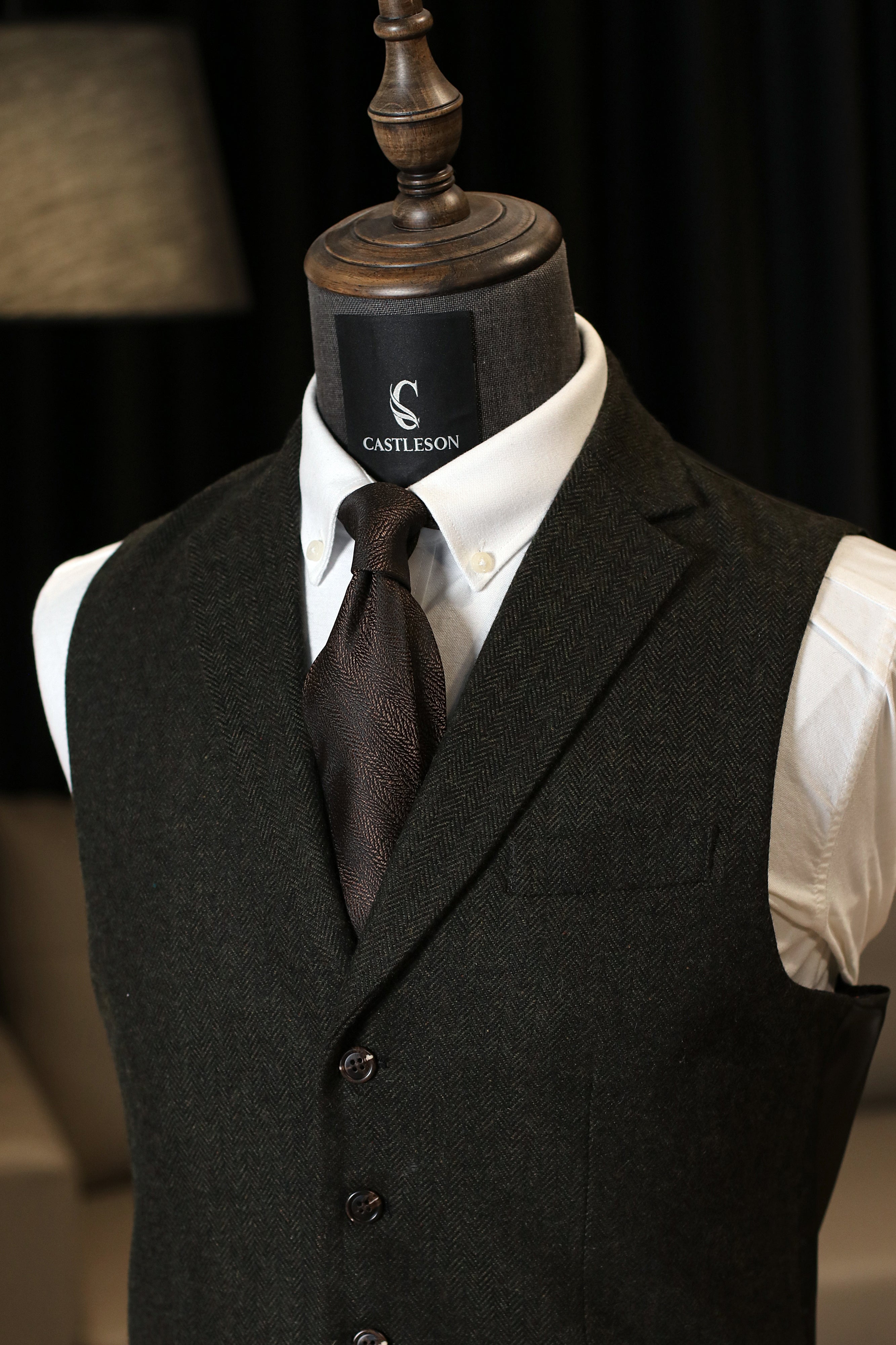 CASTLESON - Weste Chief Olive Tweed