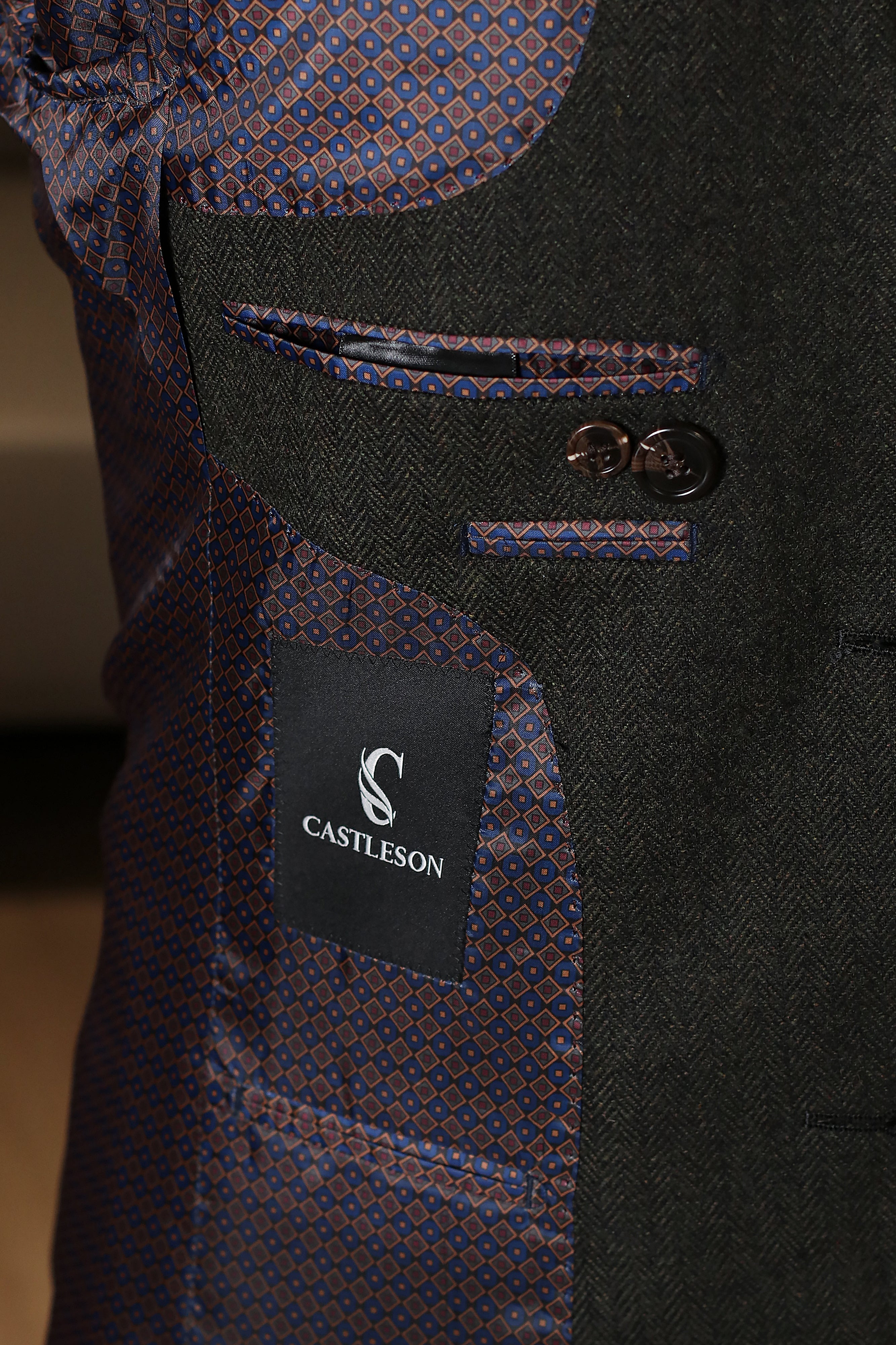 CASTLESON - Sakko Chief Olive Tweed