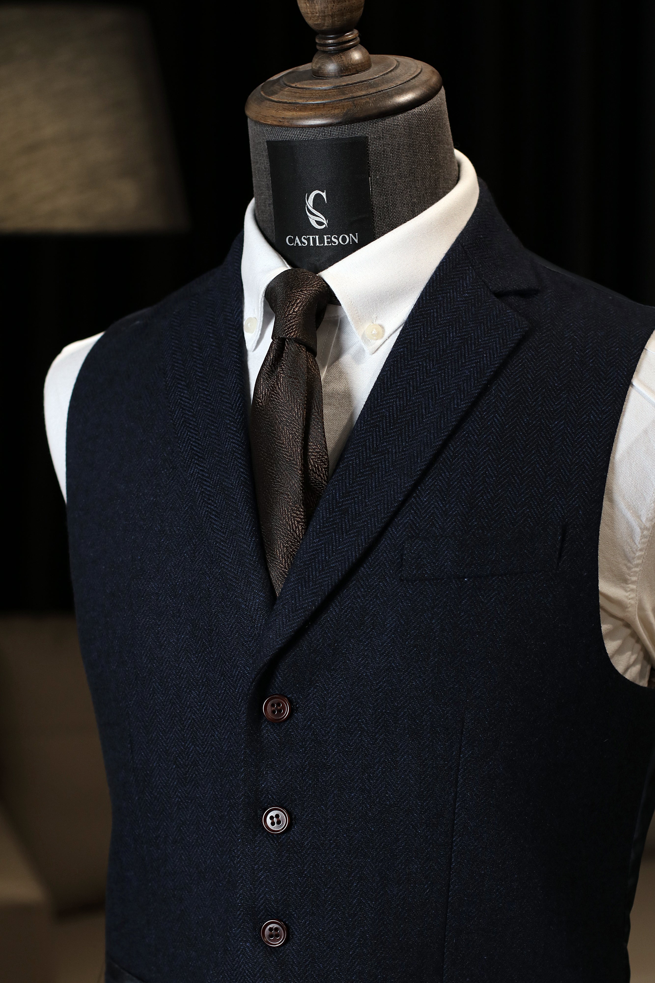 CASTLESON - Weste Chief Navy Tweed