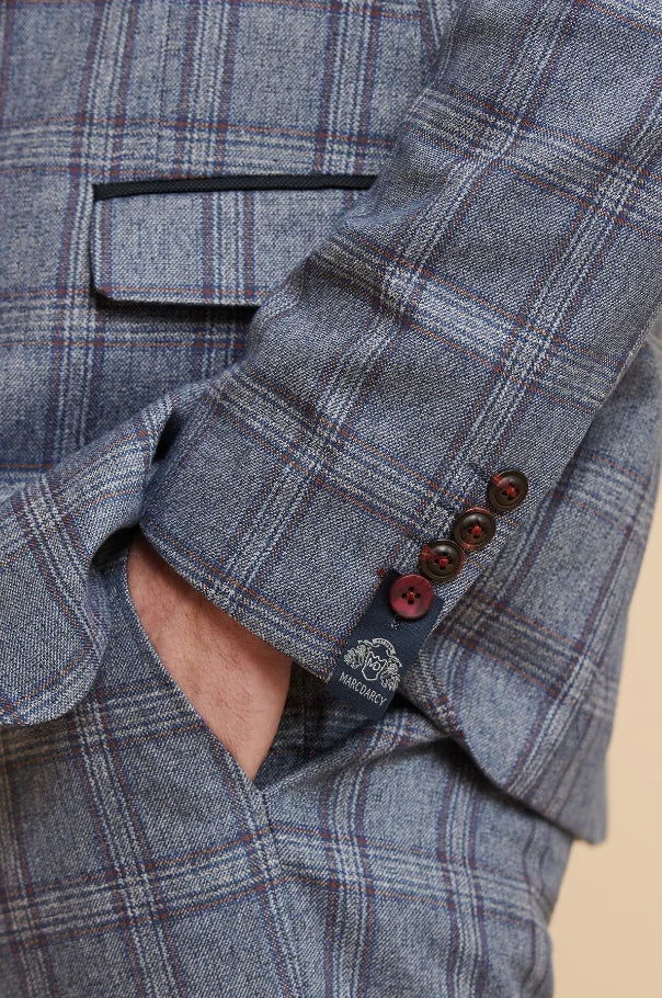Blaues kariertes Anzug - Abbott Blue Tweed Check