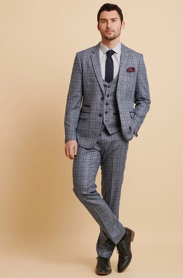 Blaues kariertes Anzug - Abbott Blue Tweed Check