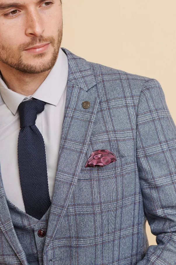 Blaues kariertes Anzug - Abbott Blue Tweed Check