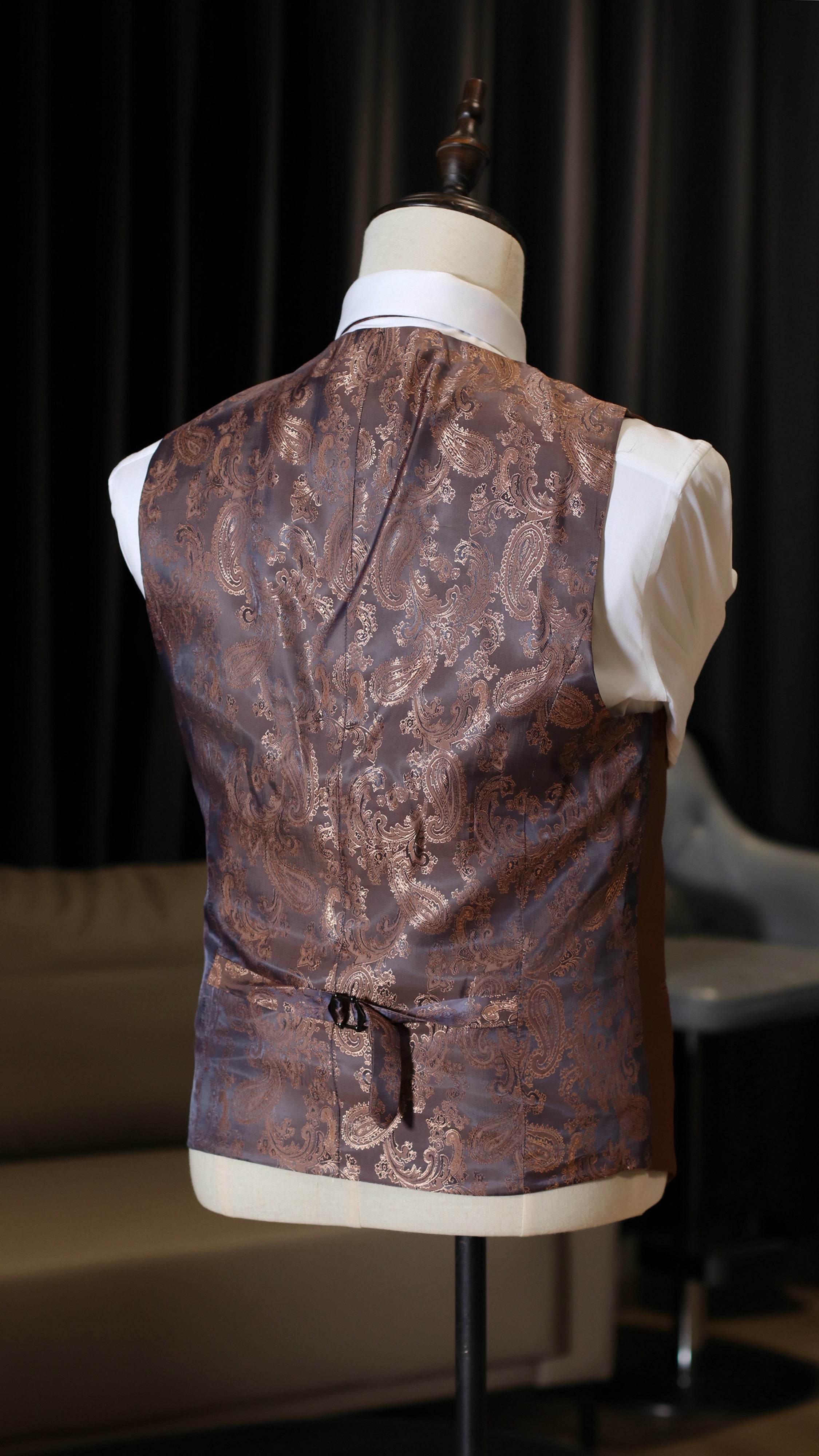 CASTLESON Admiral – Dreiteiliger Herrenanzug Karo Navy/Tan