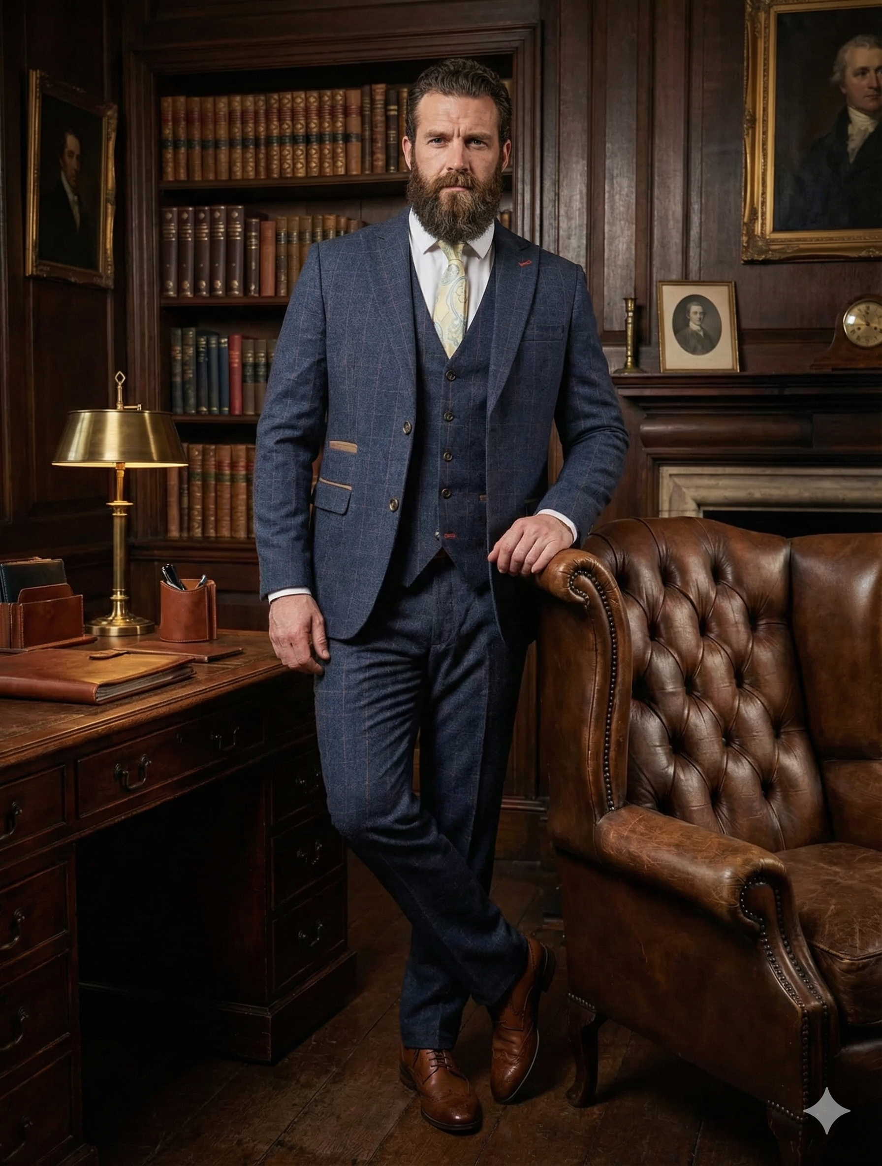 CASTLESON Admiral - Herrenanzug Marineblauer Check