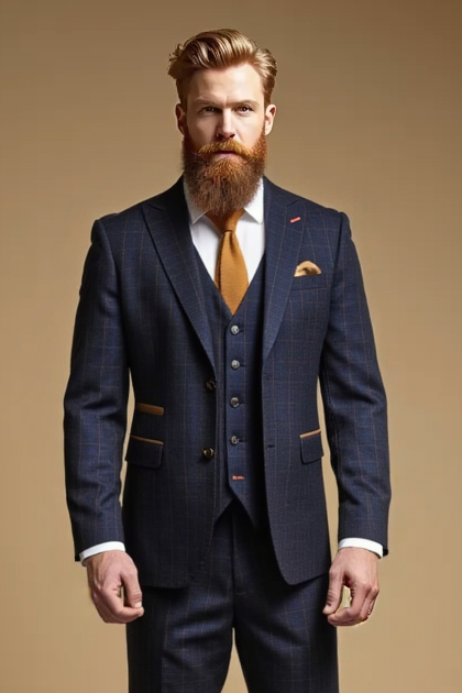 CASTLESON Admiral - Herrenanzug Marineblauer Check