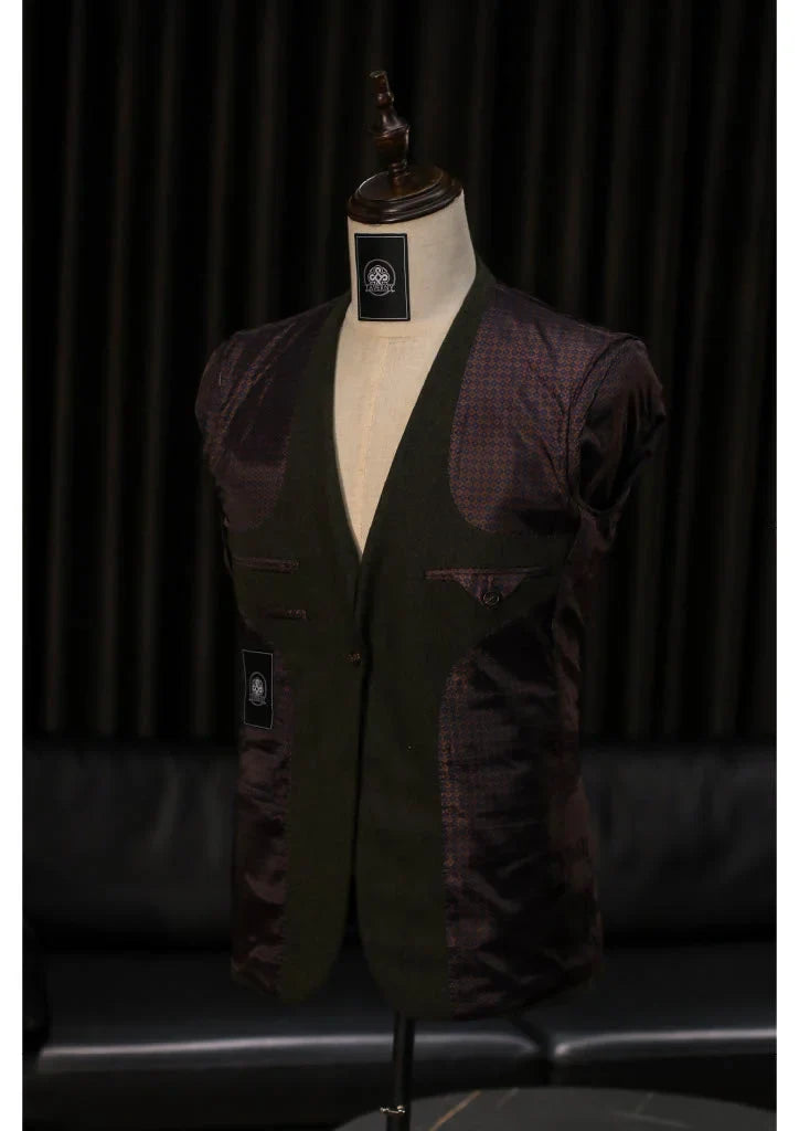 TAVERNY Chief - Herrenanzug Olive Tweed - driedelig pak