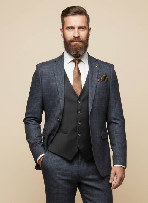 CASTLESON Phantom – Dreiteiliger Herrenanzug Grau Mix &