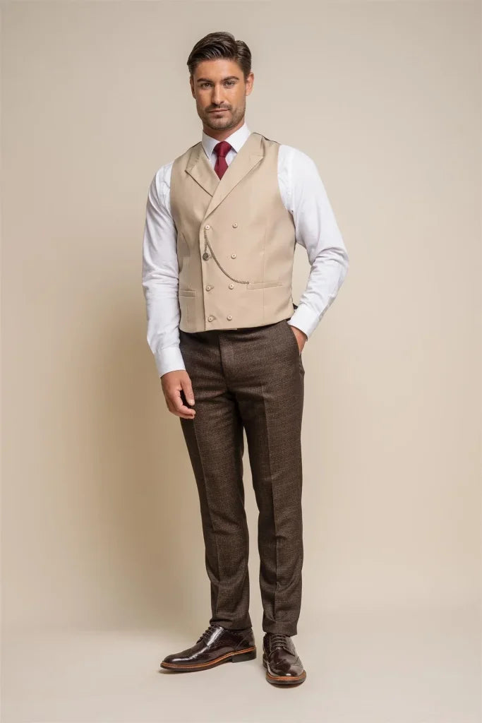 Cavani Lennox - Weste Double Breasted Beige - Gilet